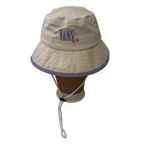 VANS Mixed Up Gingham Sample LINEN Bucket Hat Embroidered Cherry Logo S